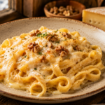 Bergnudeln mit Fontina: Der Geschmack der Alpen auf dem Pastateller Bergnudeln mit Fontina: Der Geschmack der Alpen auf dem Pastateller