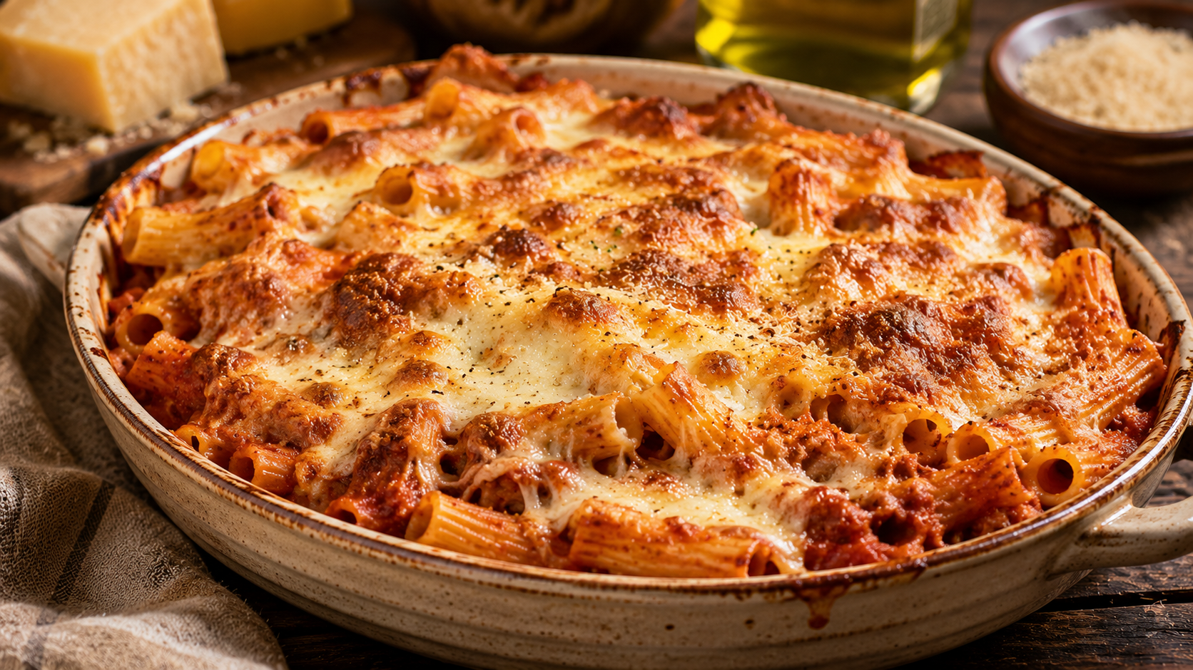 Tortiglioni al Forno: Der goldene Nudelauflauf aus dem Ofen