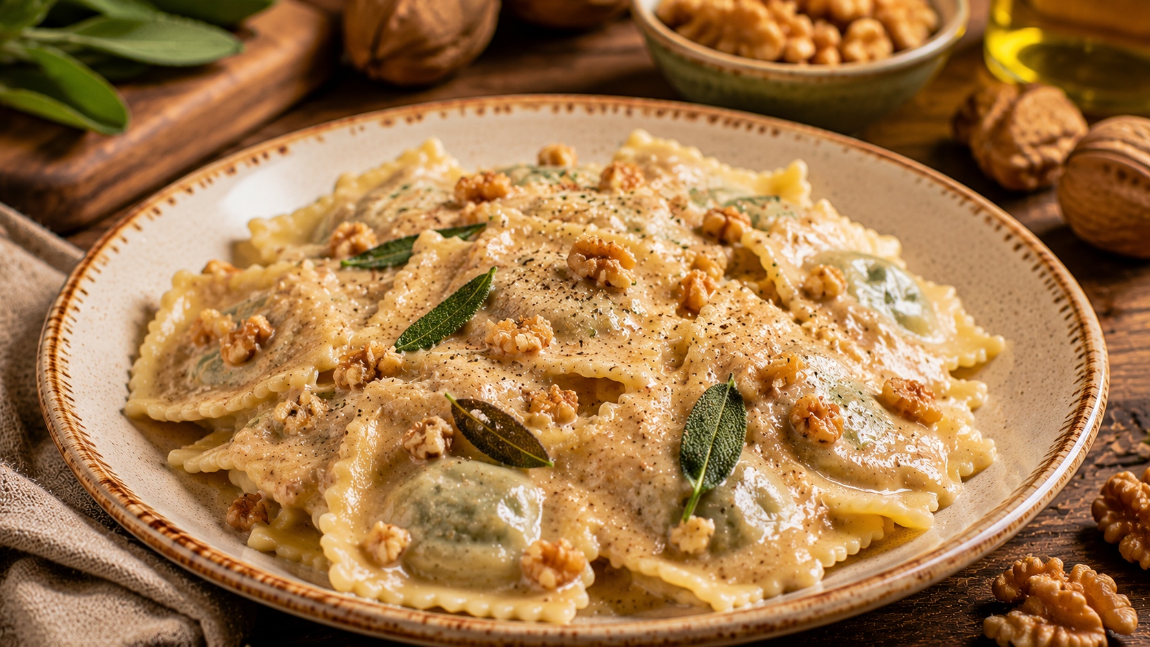 Pansoti con Salsa di Noci: Liguriens gefüllte Pasta mit Walnusssauce