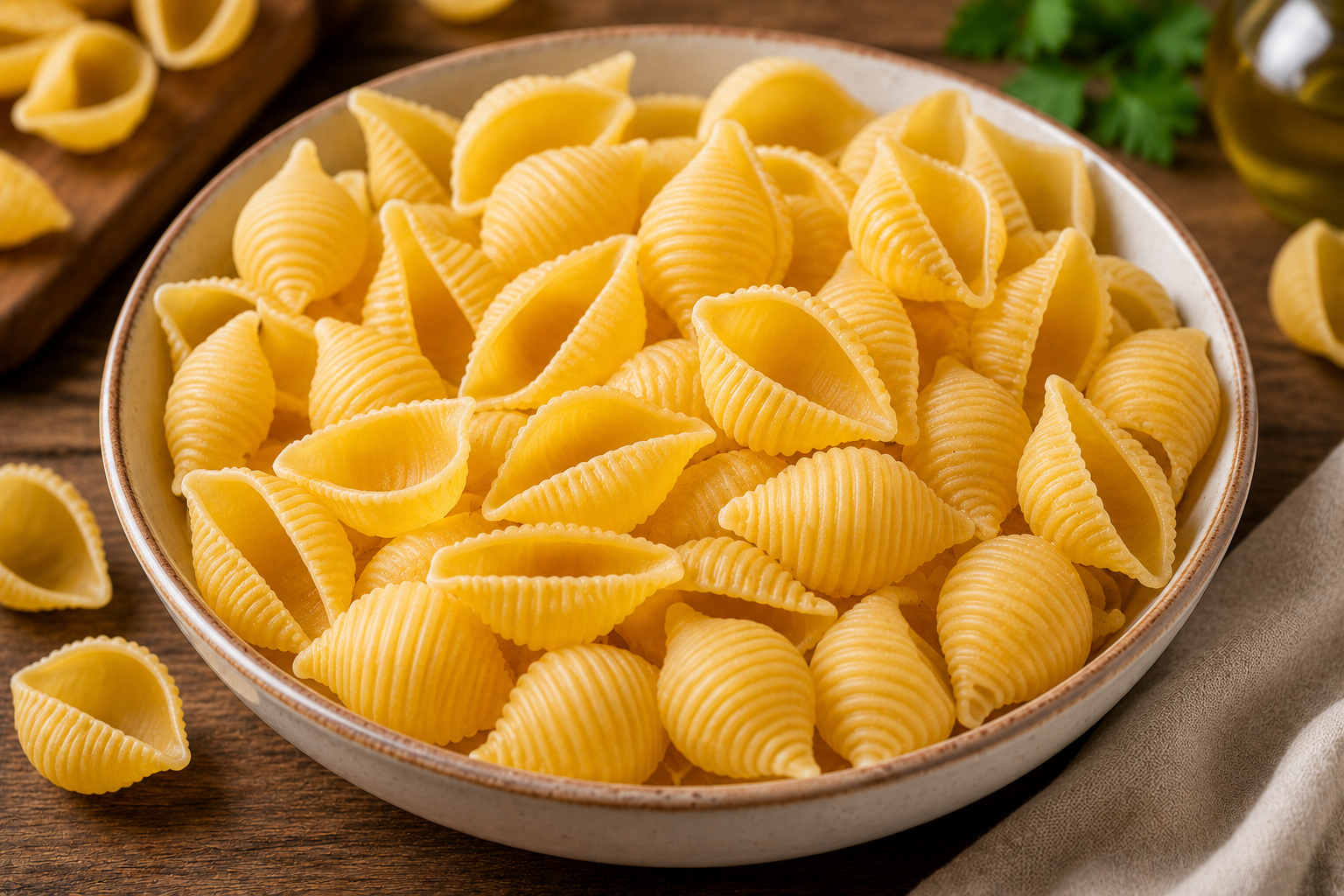 Conchiglie: Nudeln in Form von Muscheln.